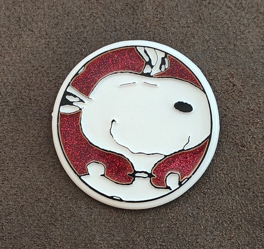 1970s Peanuts Snoopy Large Enamel Glitter Pin