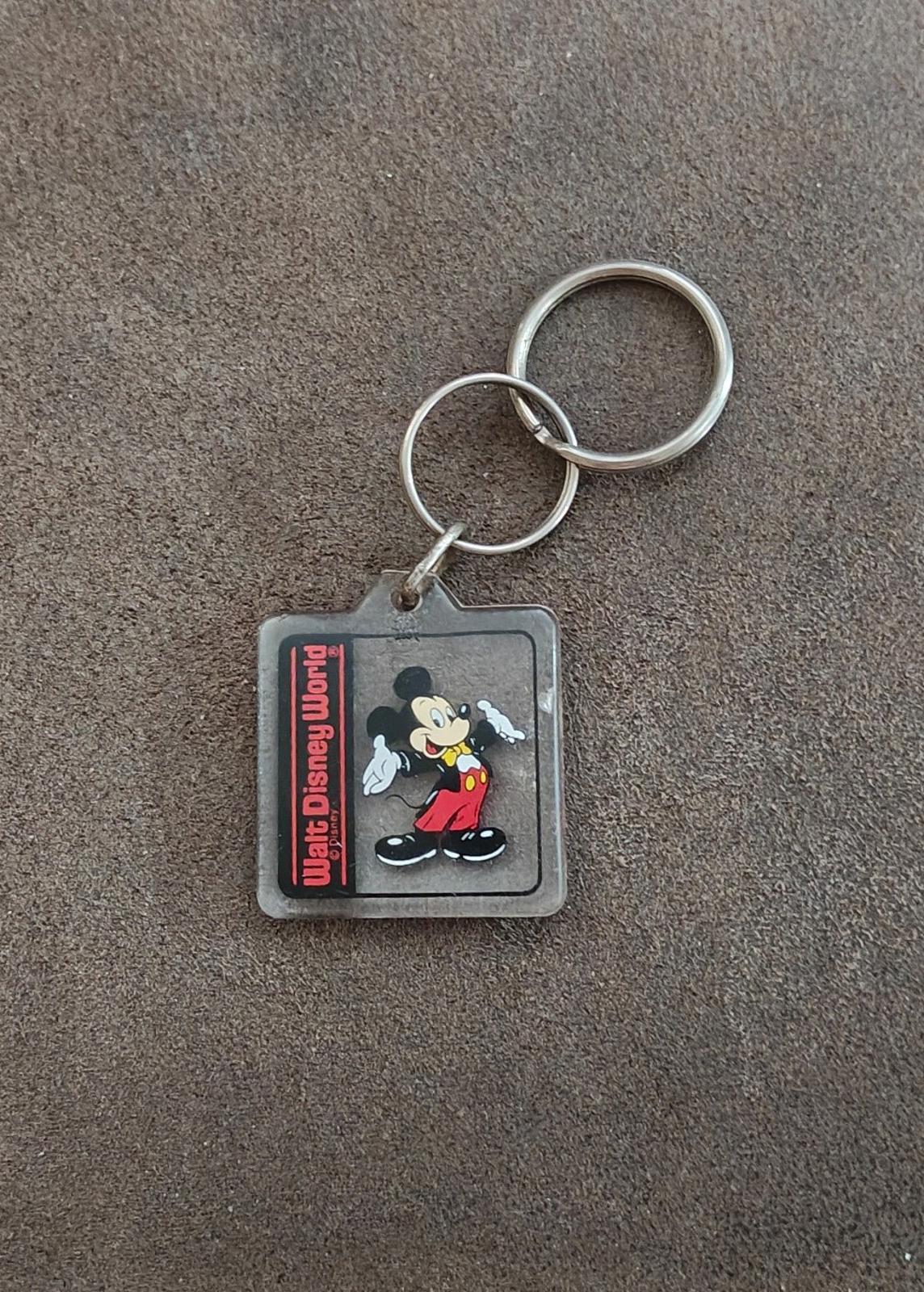 1990's Walt Disney World Mickey Mouse Square Plastic Keychain