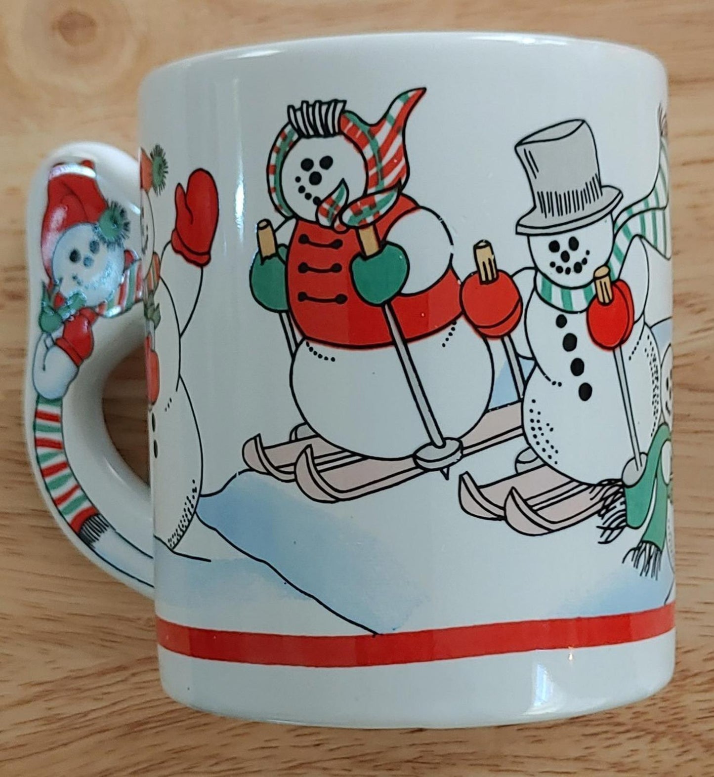 1990's Snowmen Sledding Coffee Mug