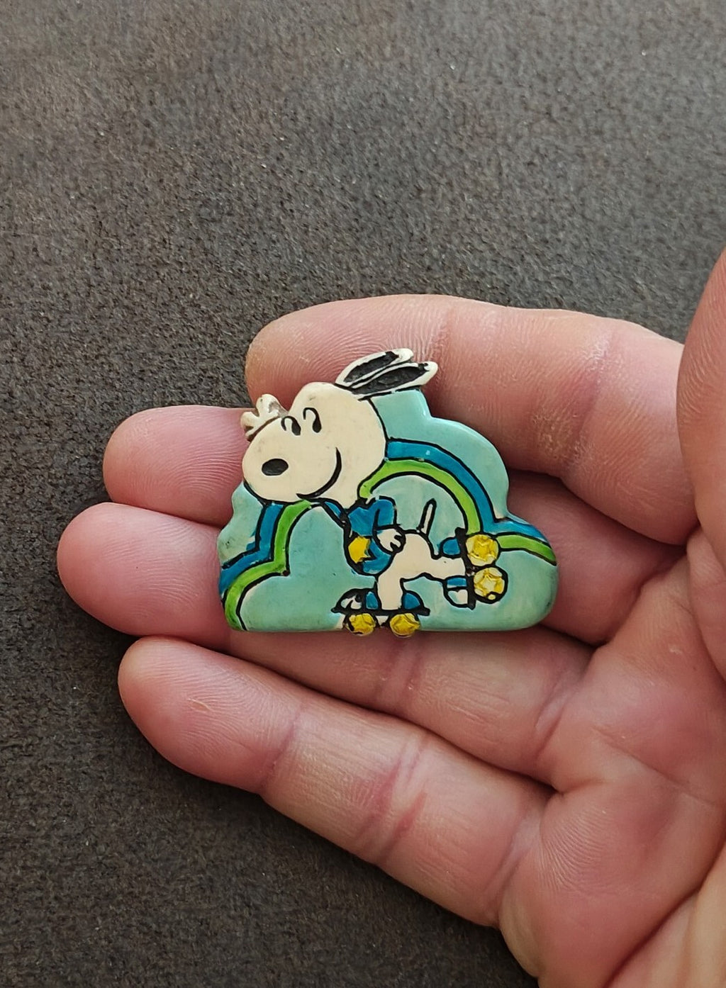 1970s Peanuts Snoopy Roller Skating Enamel Pin