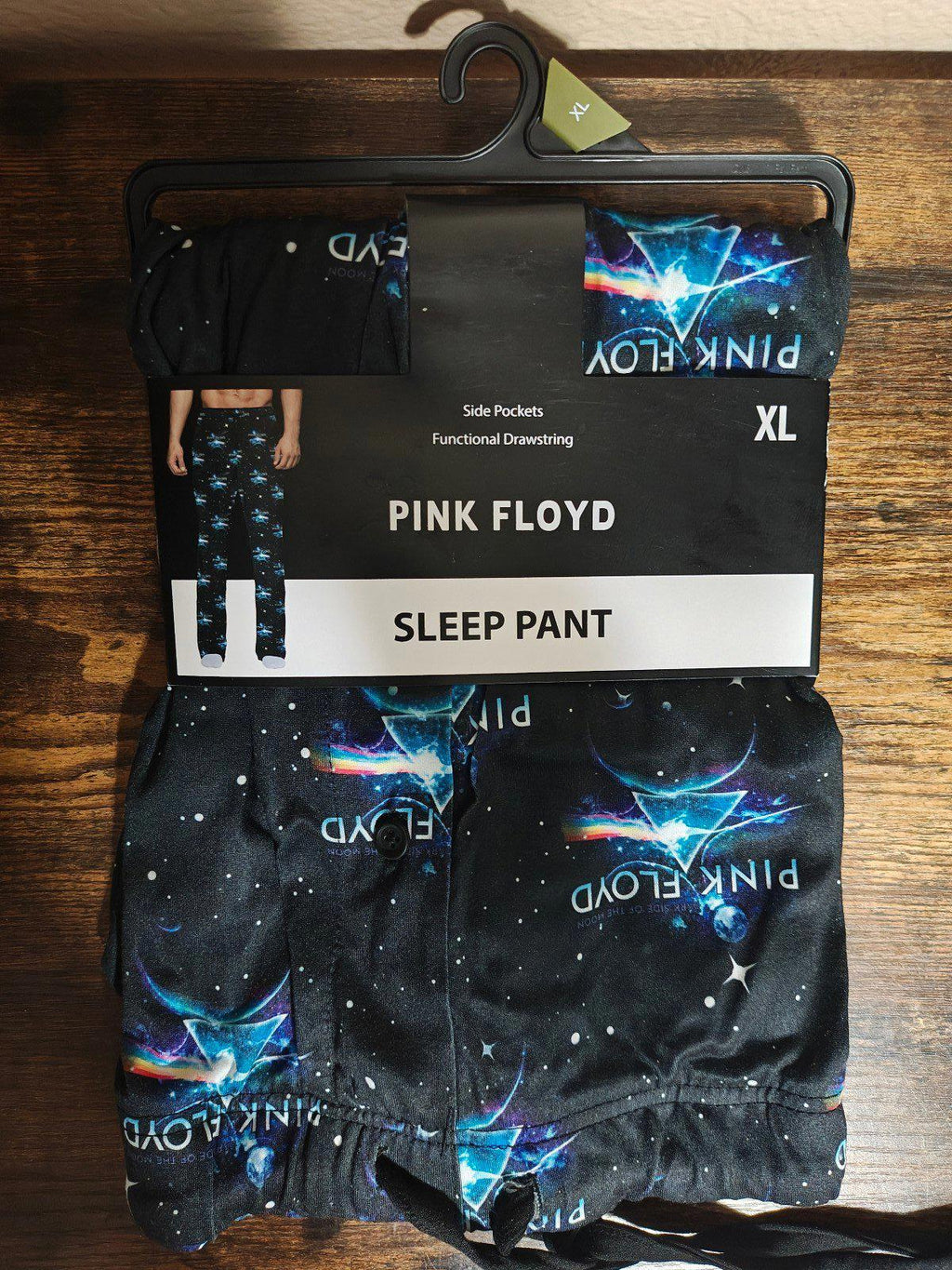 Black galaxy-print sleep pants with graphic print, drawstring waist, XL