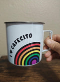 Colorful "Pride" Cafecito" Rainbow Metal Camping Mug