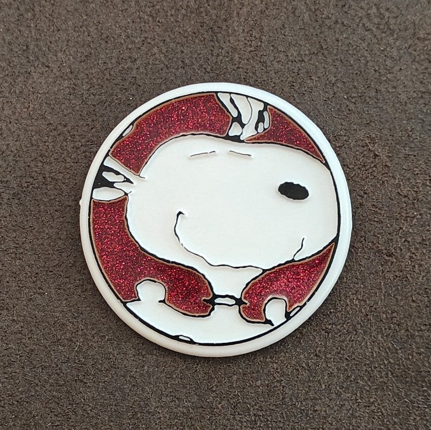 1970s Peanuts Snoopy Large Enamel Glitter Pin