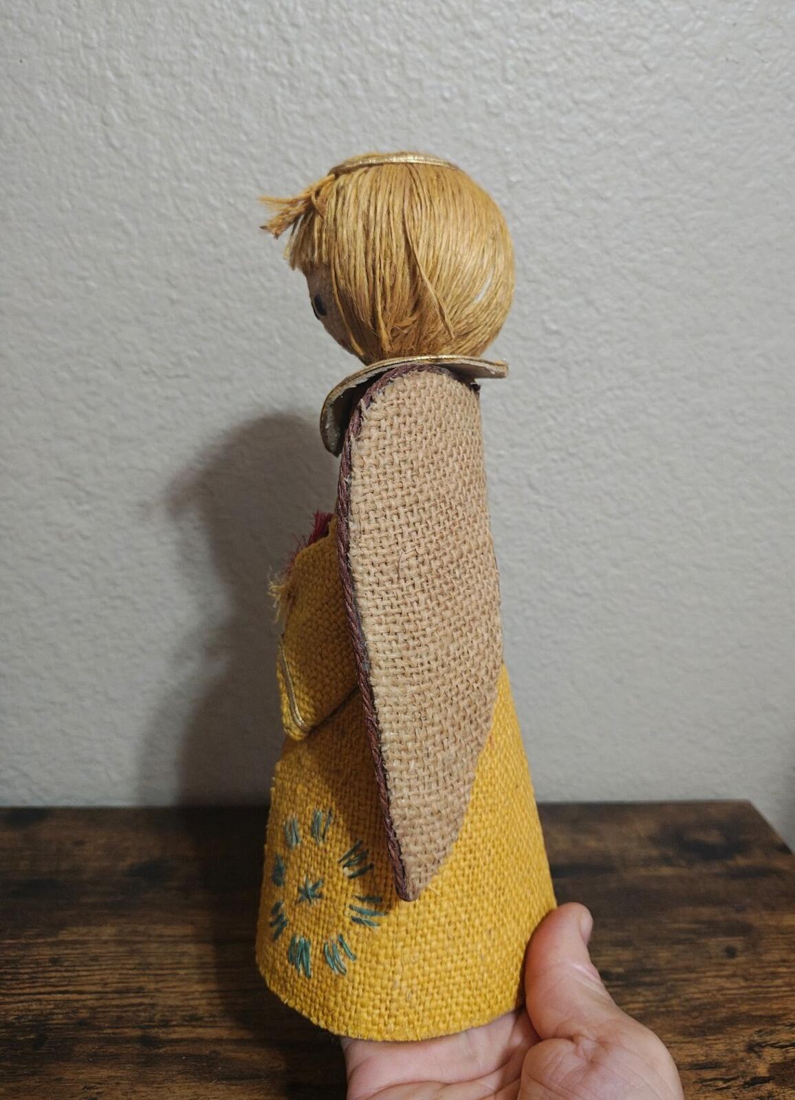 1960s/70s Handcrafted Burlap & Jute Angel Figurine/Tree Topper