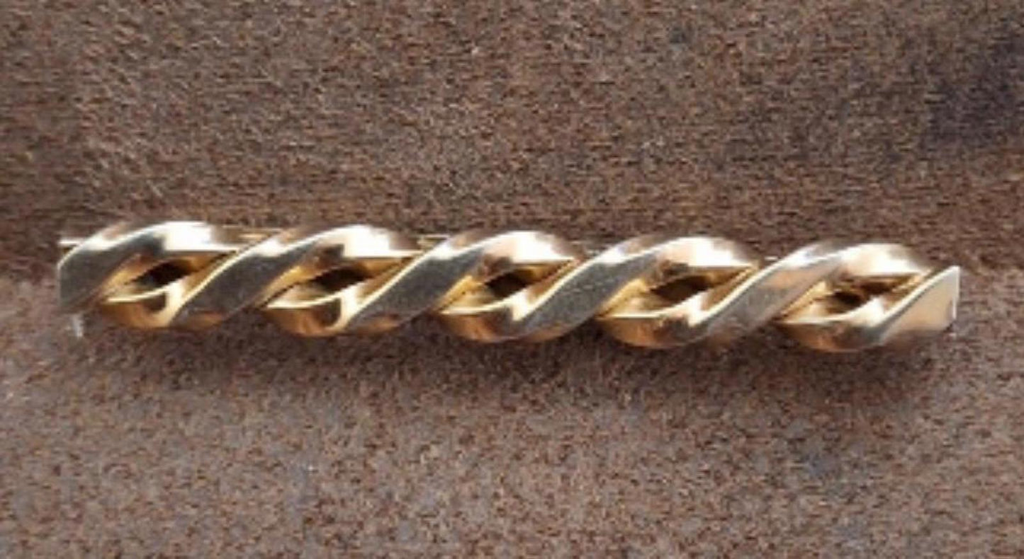 Textured Gold Tone Tie Bar Clip