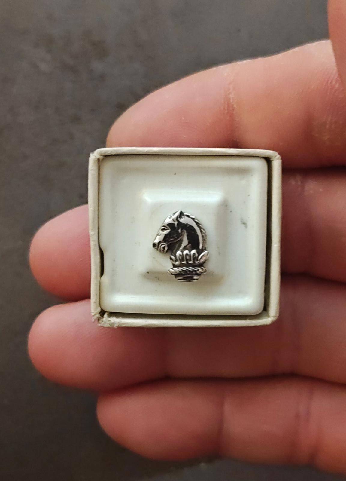 1960s Vintage Silver Tone Textured Horse Head Tie Tack Pin
