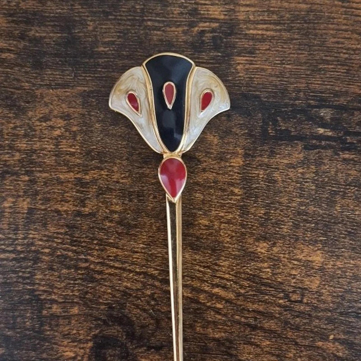 Monet Gold Enamel Papyrus Flower Pin Brooch