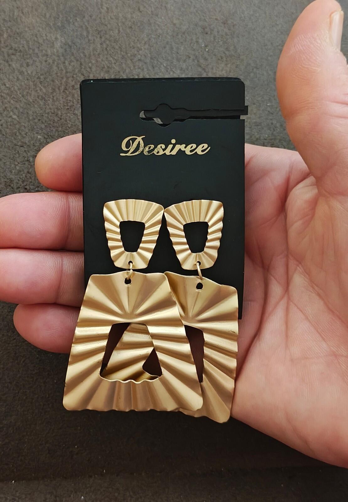 Gold Tone Desiree Brand Hammered Textured Statement Earrings New