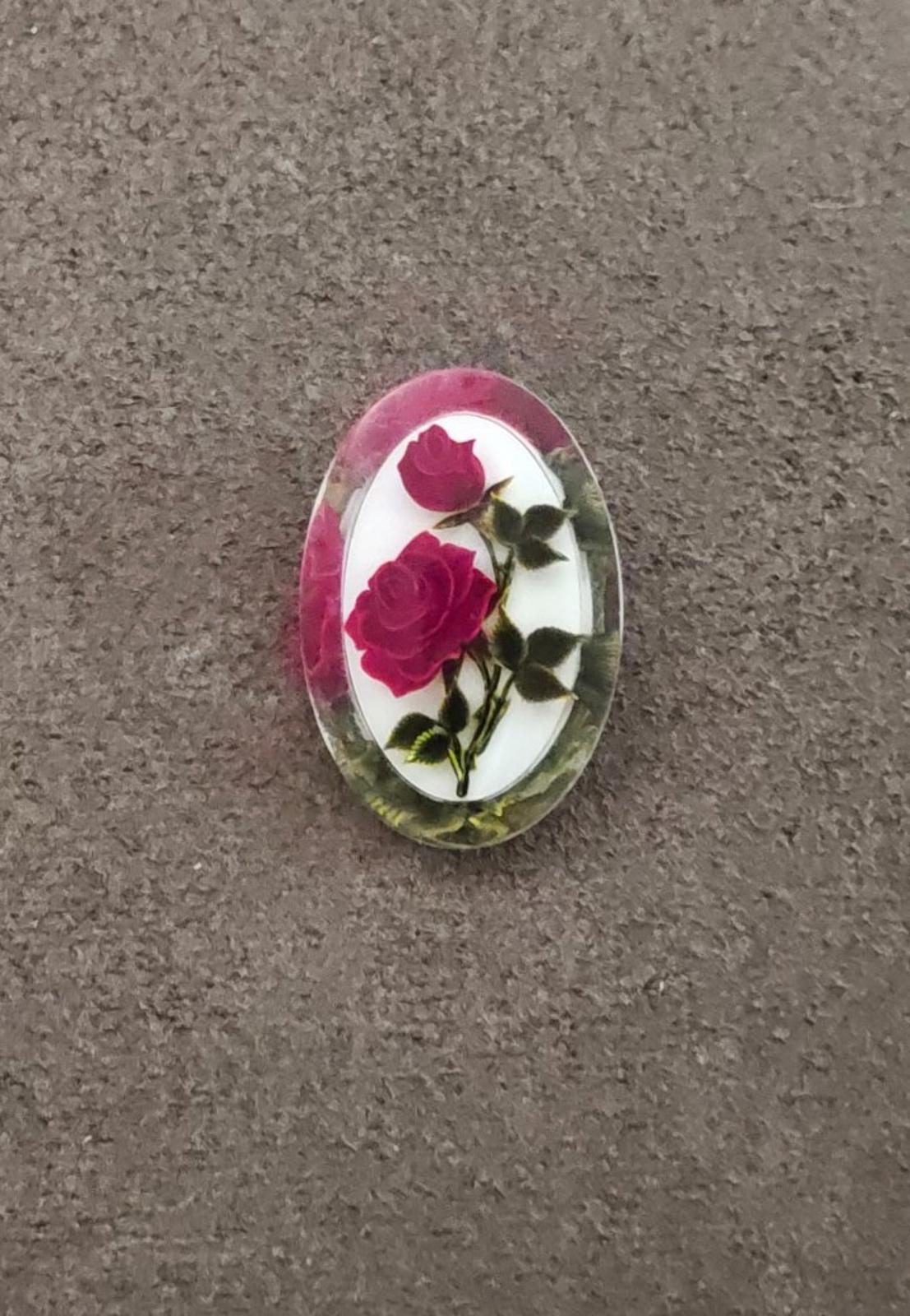 1940s/50s Reversed Carved Lucite Red Rose Brooch