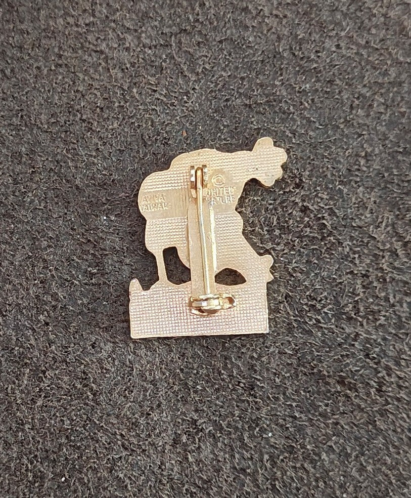 1970s Peanuts Snoopy Skiing Wrightwood  Cloisonné Gold Tone Enamel Pin