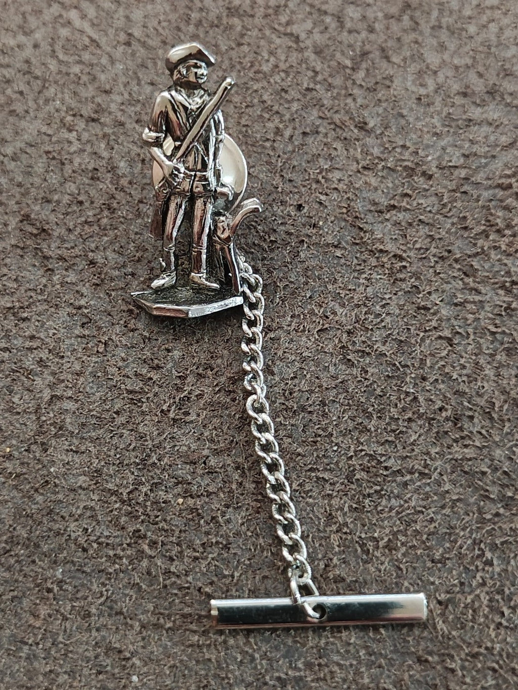 1970s Pewter Revolutionary Minuteman Tie Tack/Lapel Pin