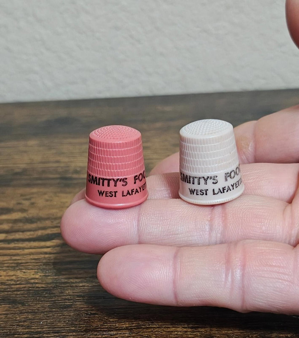 1960s Plastic Advertising Thimbles From Smitty's Foods in West Lafayette