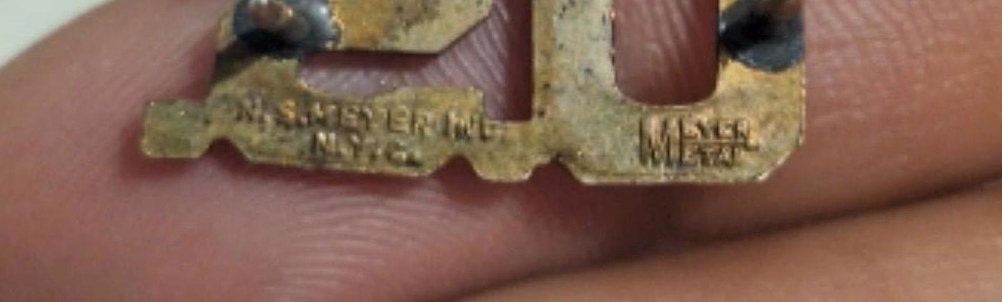 40s US Military Gold Tone Metal U.S. Initials Pin