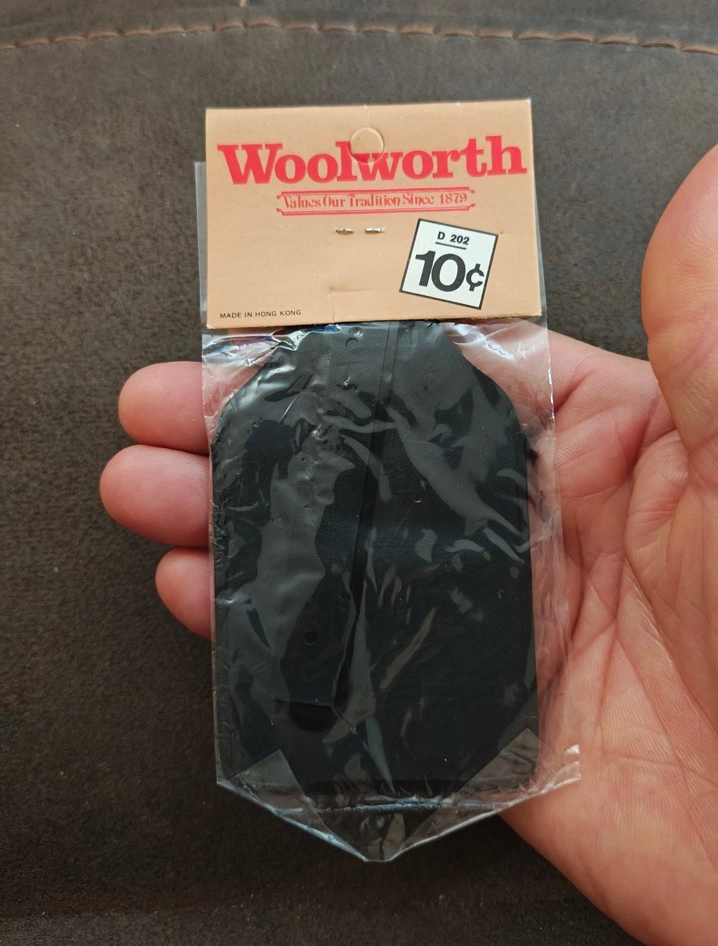 1960s/70s Woolworth Black Vinyl Luggage Tag NOS
