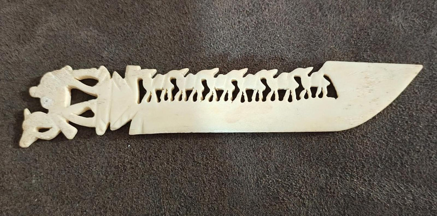 Early 20th Century Hand Carved Bone Camel Letter Opener Bone Folder