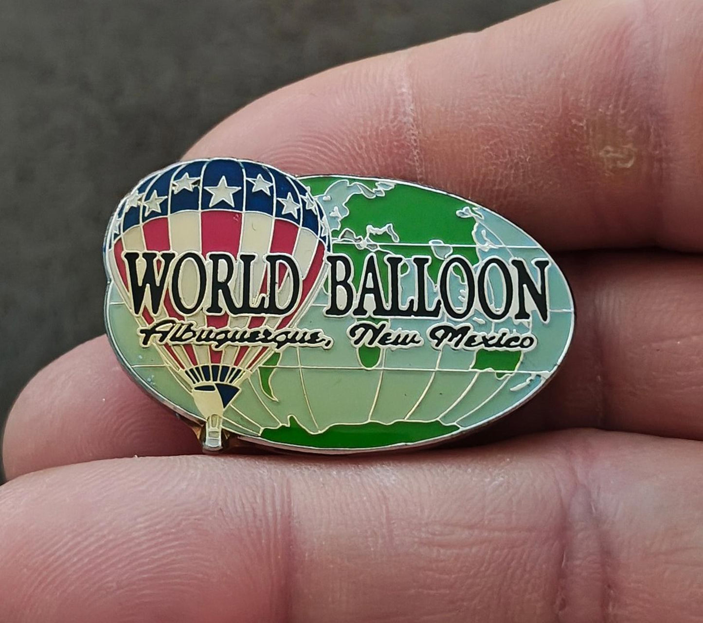1990s World Balloon Albuquerque New Mexico Silver Tone Enamel Pin