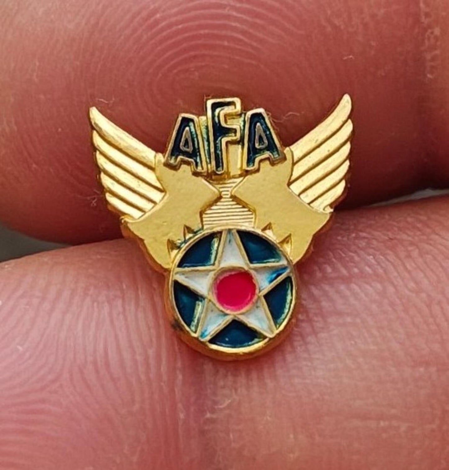1940s Air Force Association (AFA)  Winged Star Gold Tone Enamel Pin