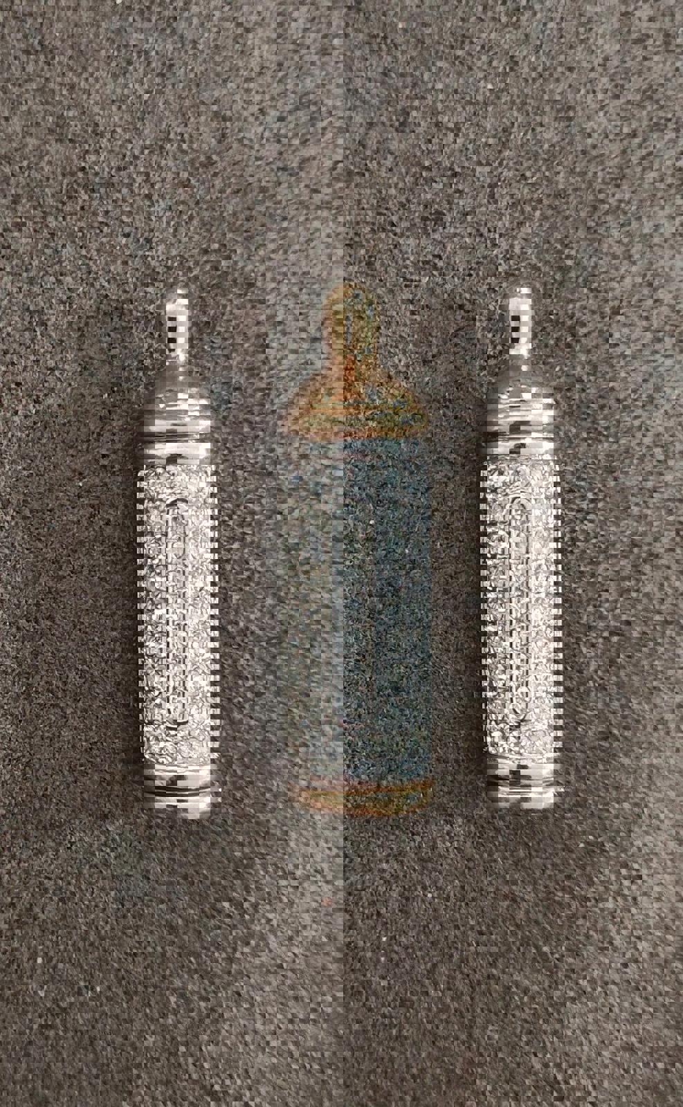 Beautiful Rare Signed Swarovski Baby Bottle Gold Tone Brooch Pin