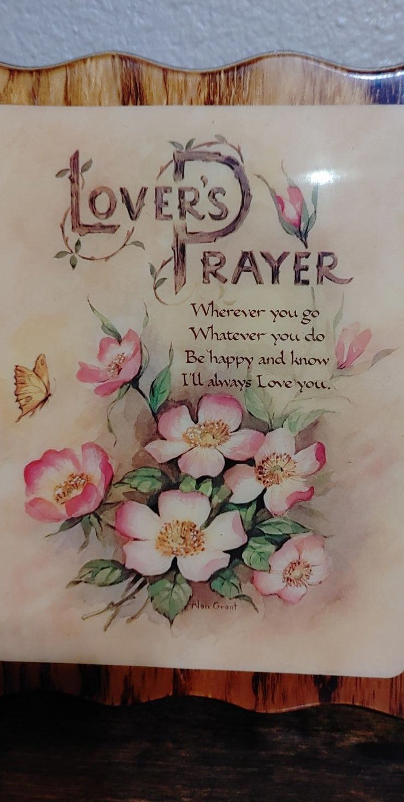 1970's Lover's Prayer Epoxy Coated Wood Wall Plaque