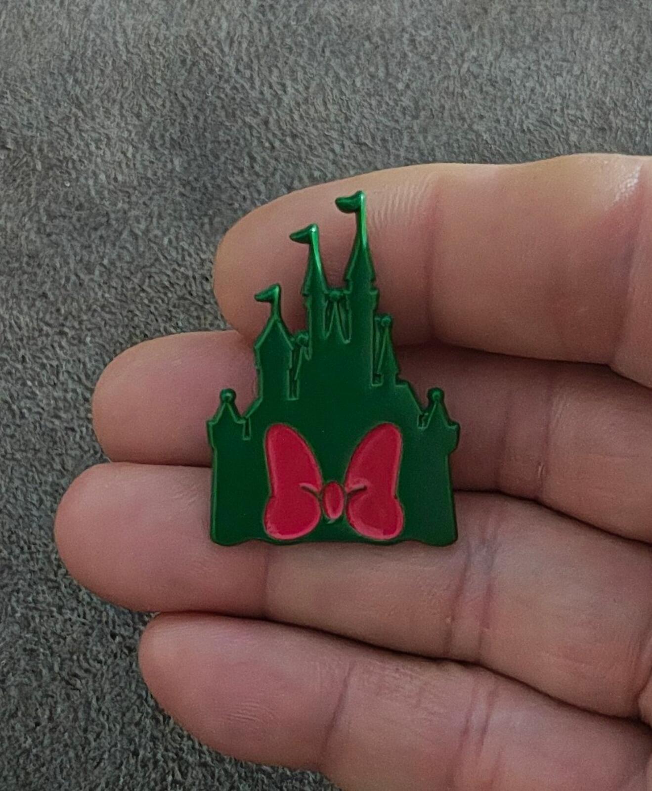 Disney Inspired Silhoette Castle With Minnie Mouse Bow Enamel Pin