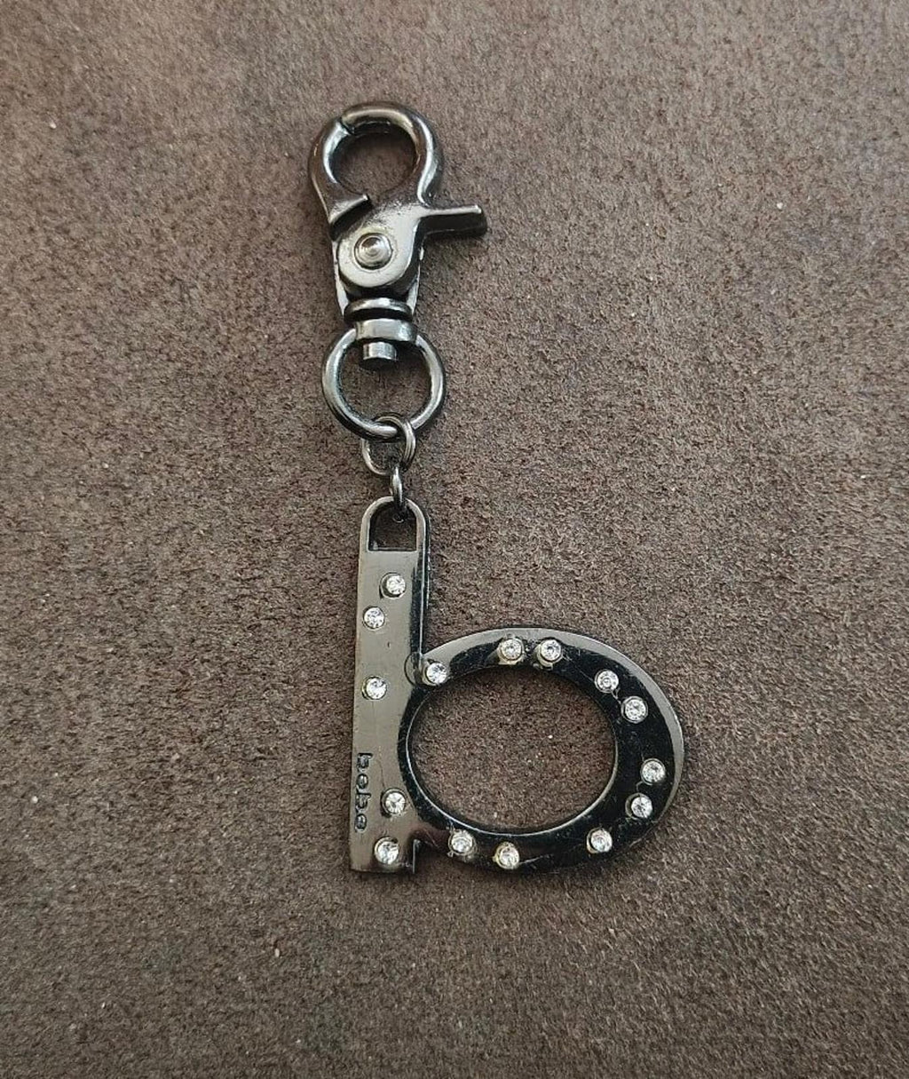 Y2K Vintage Bebe Gunmetal With Crystals Letter "B" initial Keychain