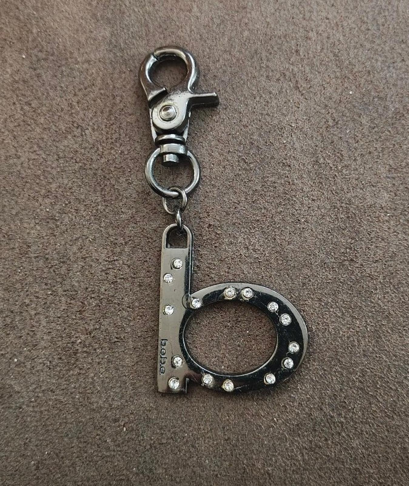 Y2K Vintage Bebe Gunmetal With Crystals Letter "B" initial Keychain