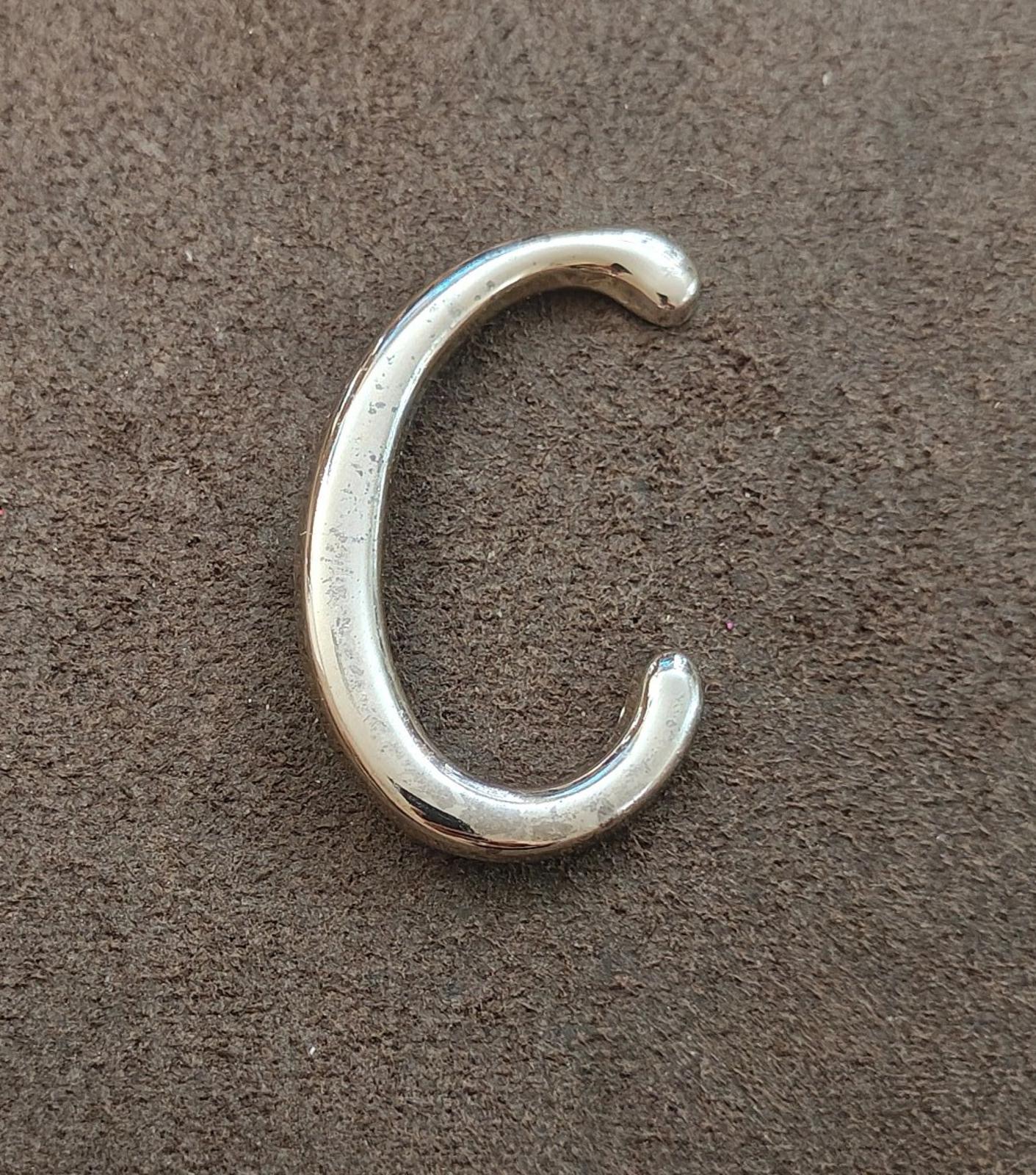1980s Monogram Initial Letter C Silver Tone Pin/Brooch