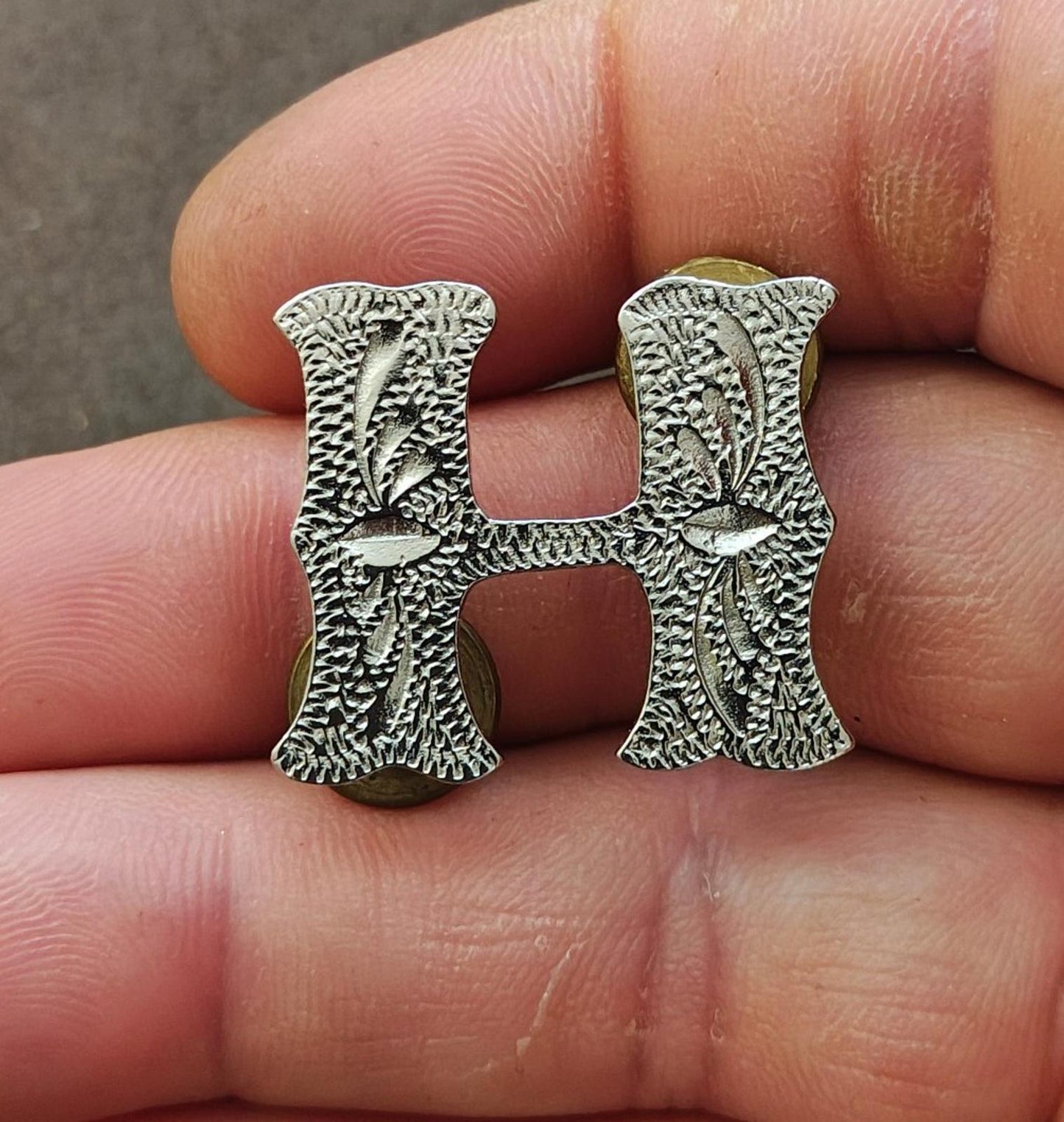 Alphabet Letter "H" Screwback Concho
