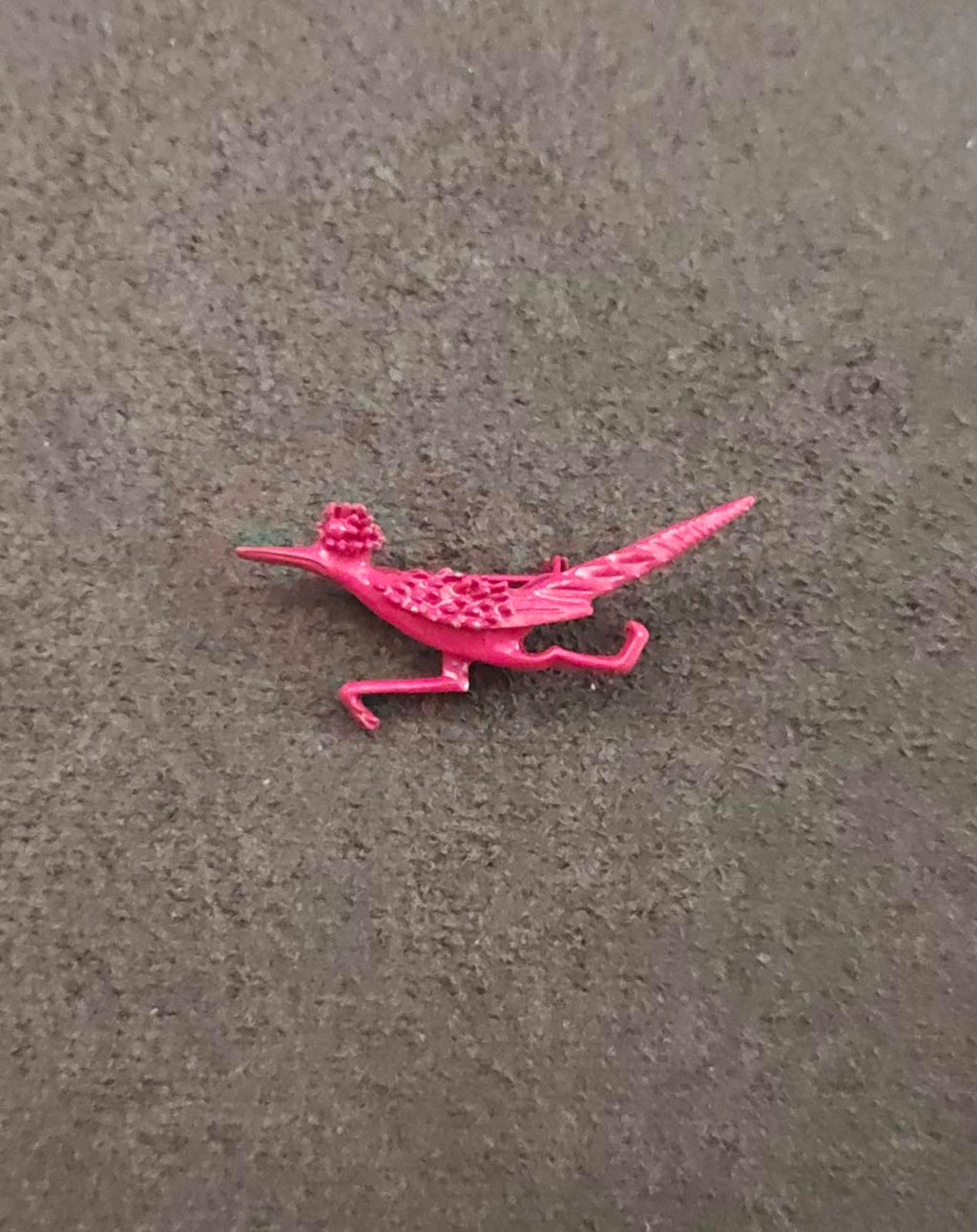 1980s Metal Red Enamel Roadrunner Brooch