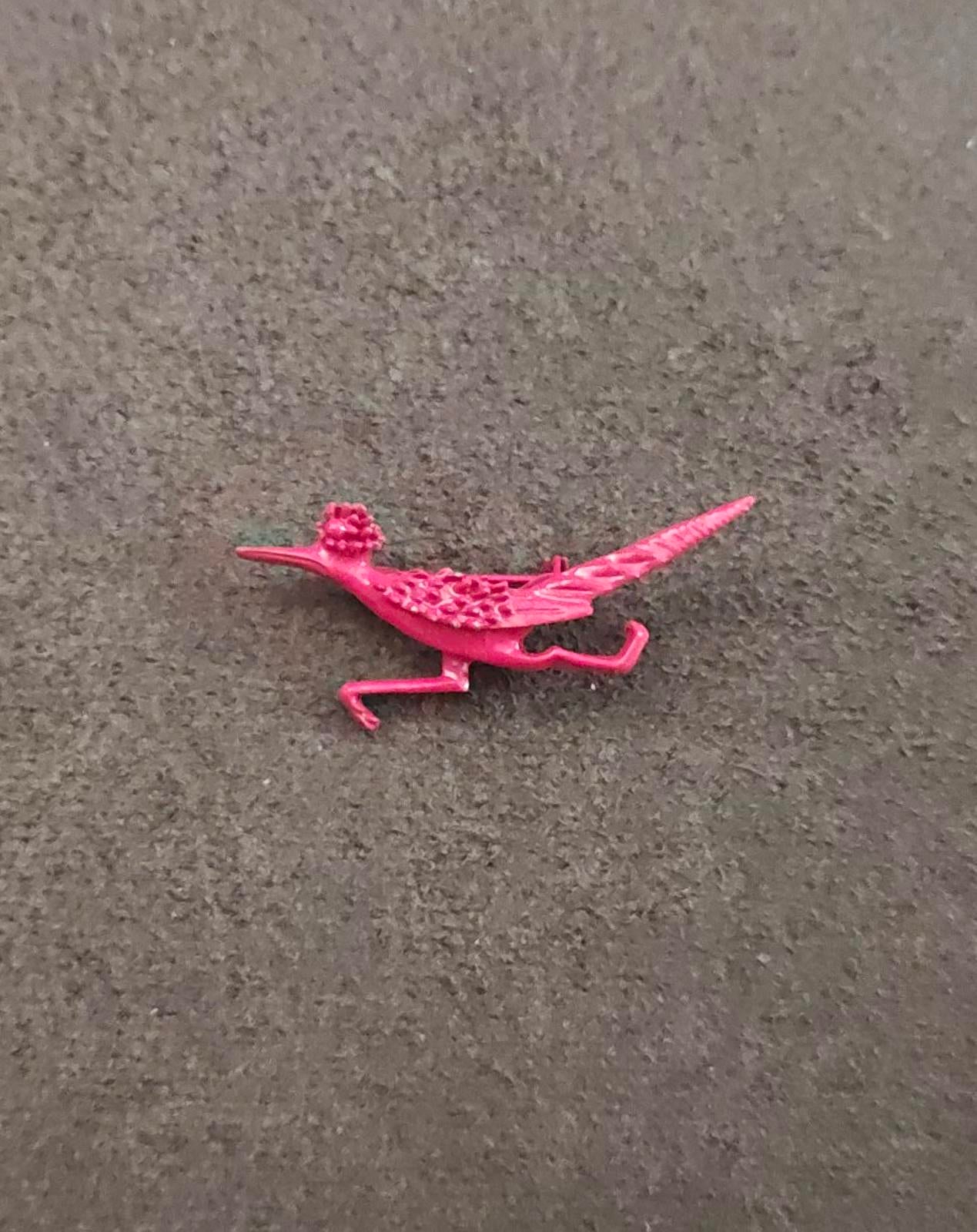 1980s Metal Red Enamel Roadrunner Brooch