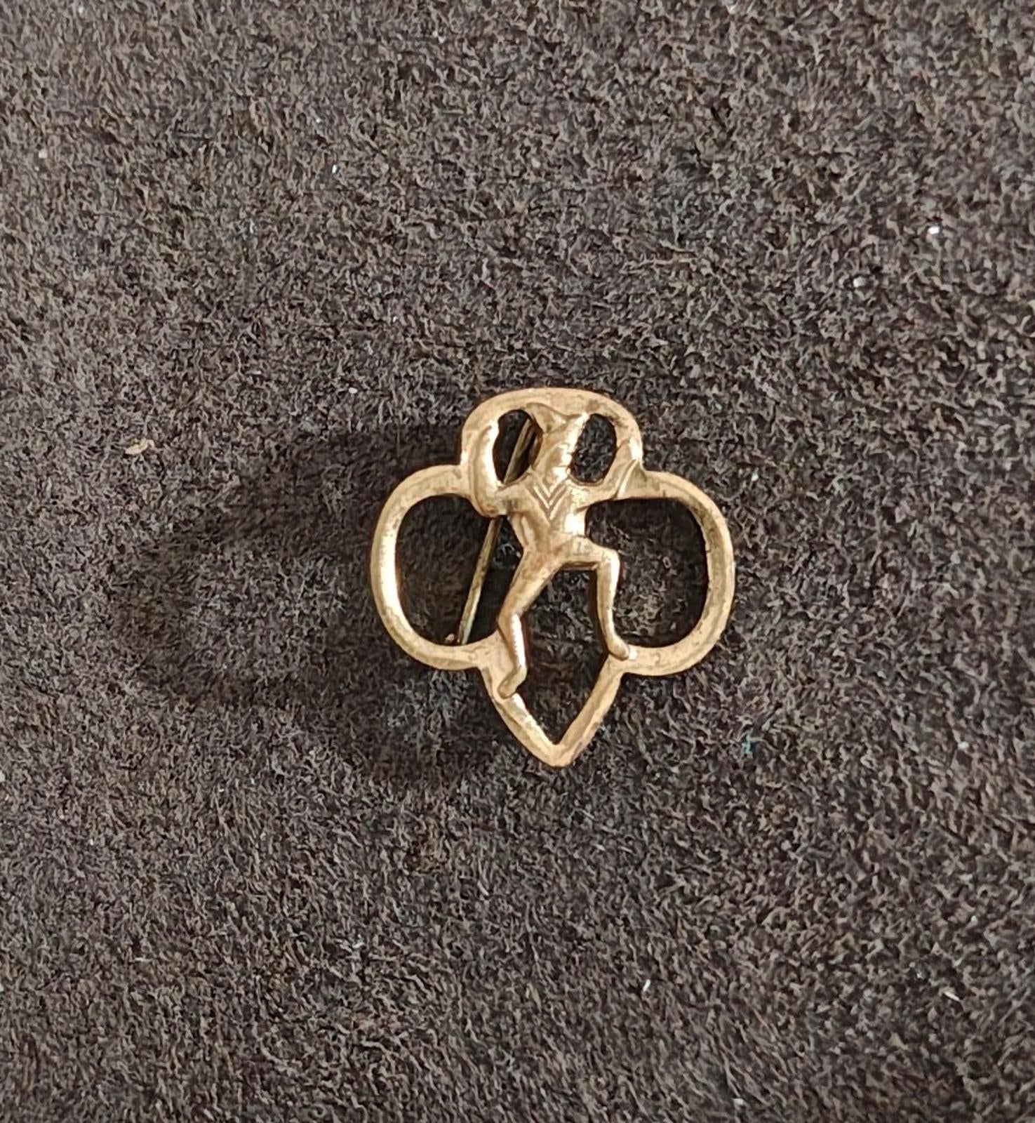 1960s Vintage vintage Girl Scout Brownie Membership Gold Tone Pin Brooch