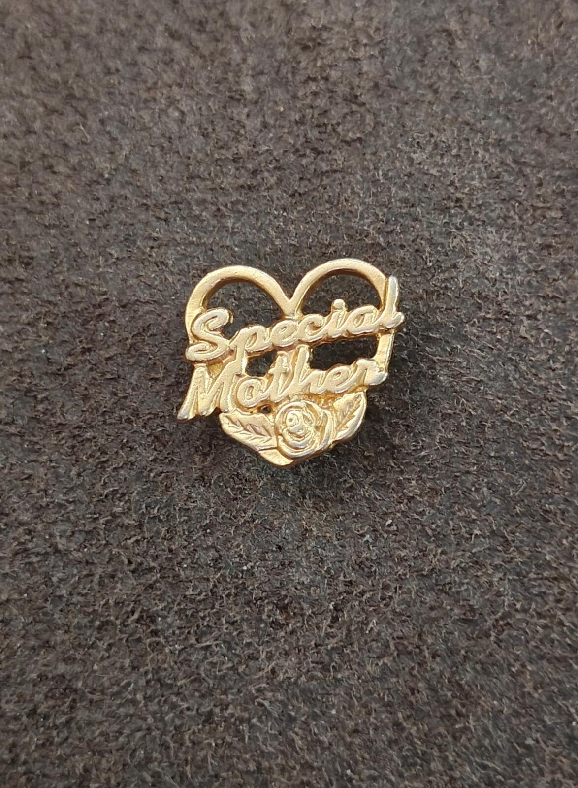 1980s Gold Tone "Special Mother" Heart  Pin
