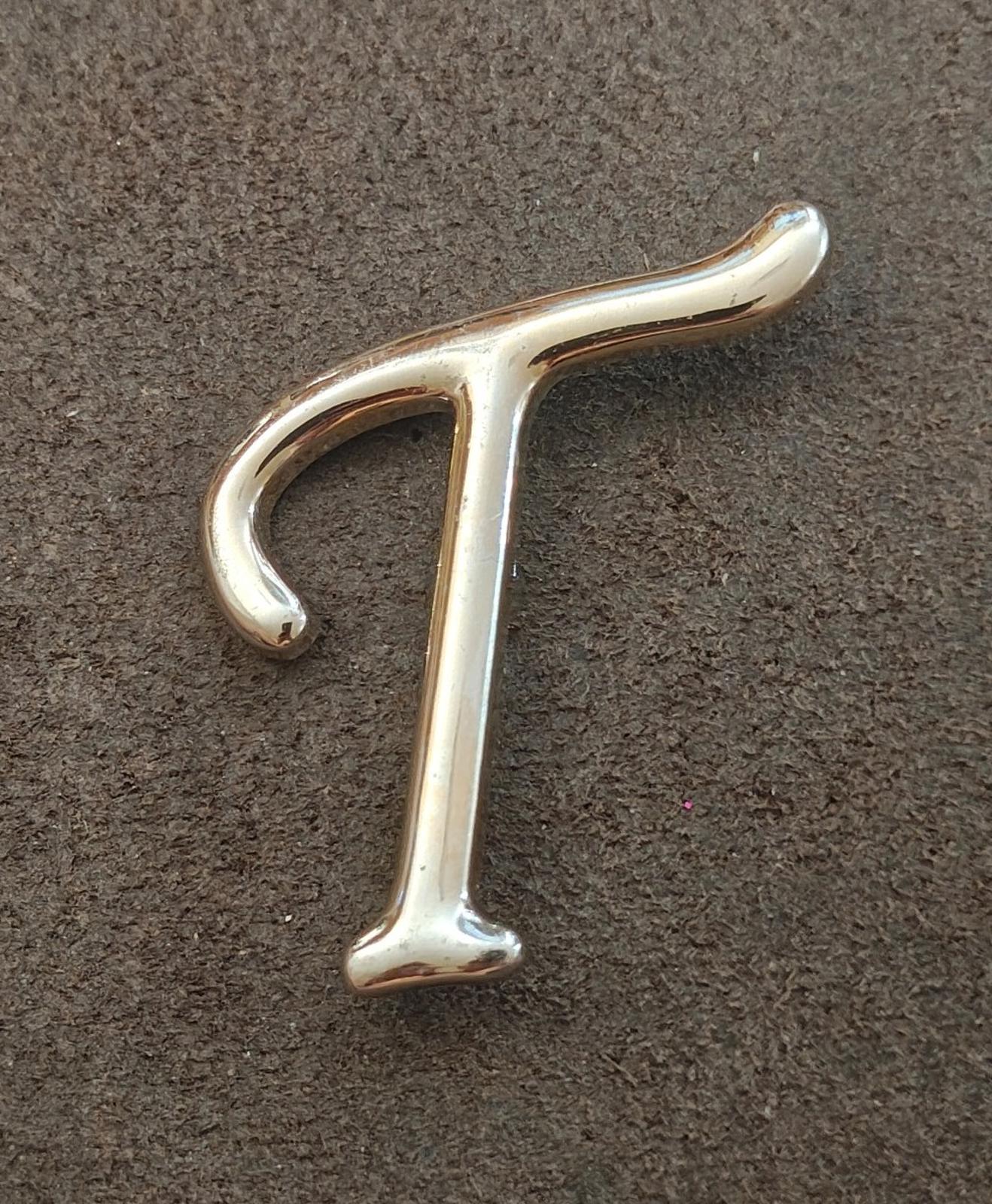 1980s Monogram Initial Letter T Silver Tone Pin/Brooch