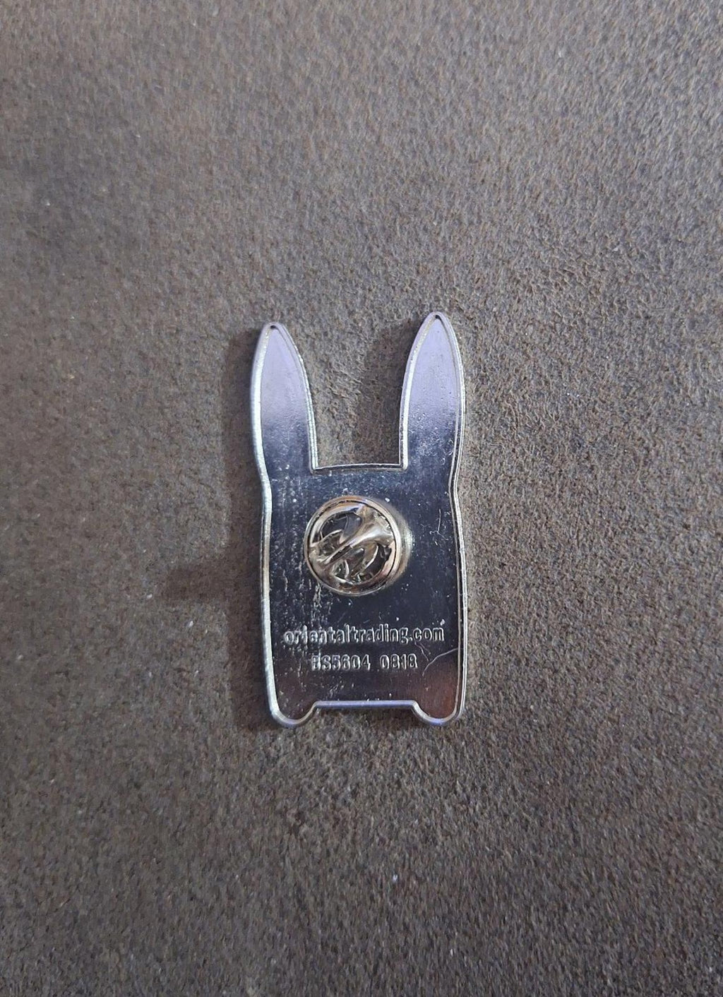 Easter bunny enamel metal pin back with silver clasp and pin