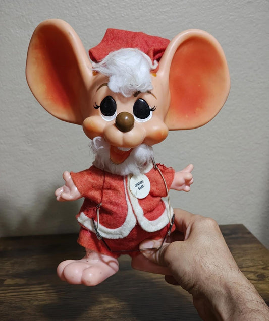1970 Vintage Roy Des of Florida Big Ear Mouse Dressed In A Santa Claus Suit Bank
