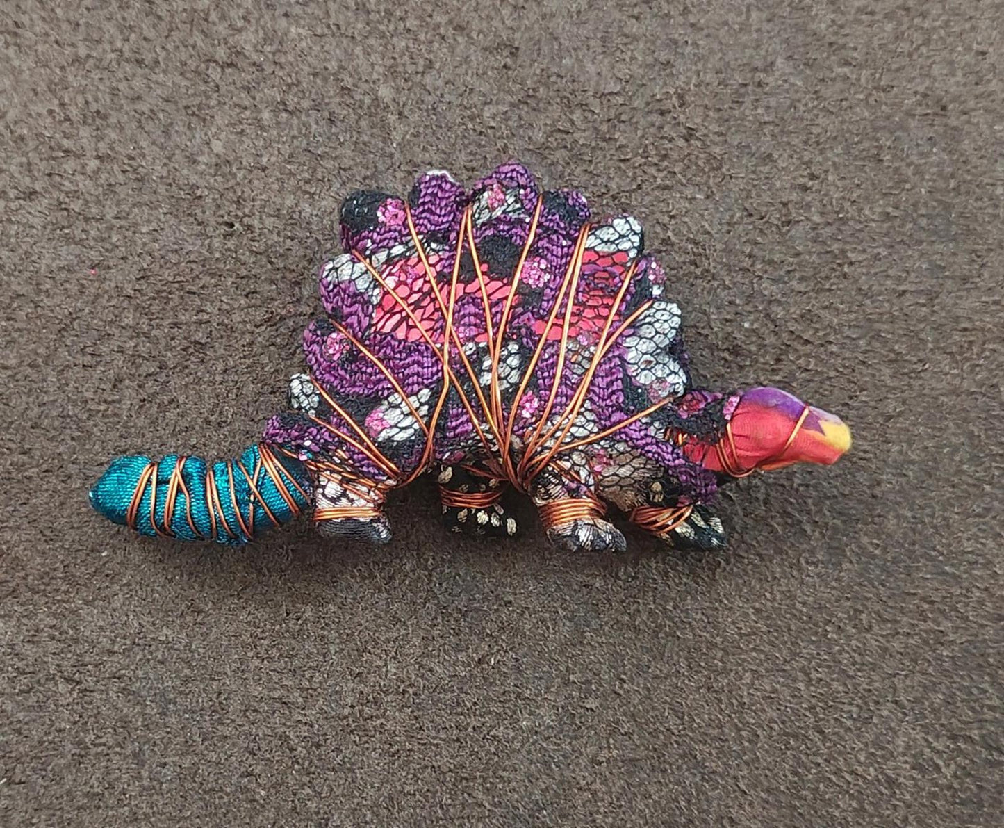 Handcrafted Stegosaurus/Dinosaur Figurine Brooch