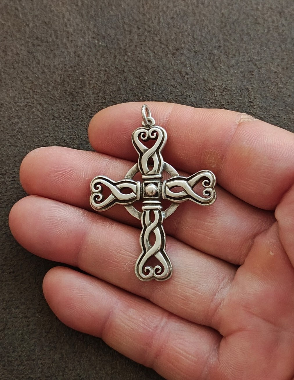 1980s/90s R.E. Piland Sterling Silver Celtic Cross Pendant Early Maker Mark REP