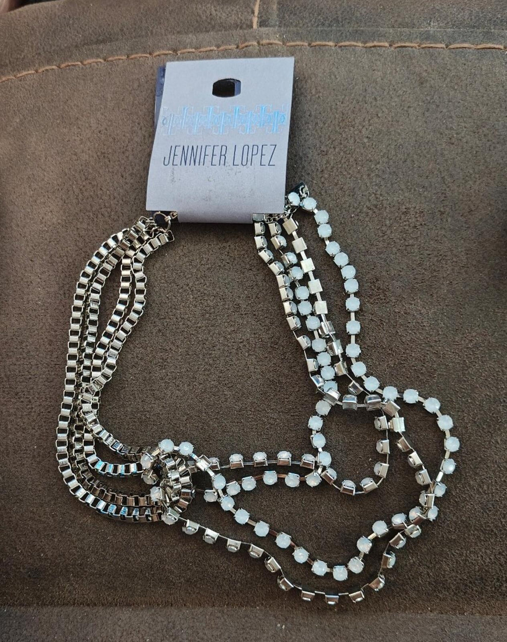 Jennifer Lopez Multi Strand Simulated Crystals Necklace & Pendant Set NWT
