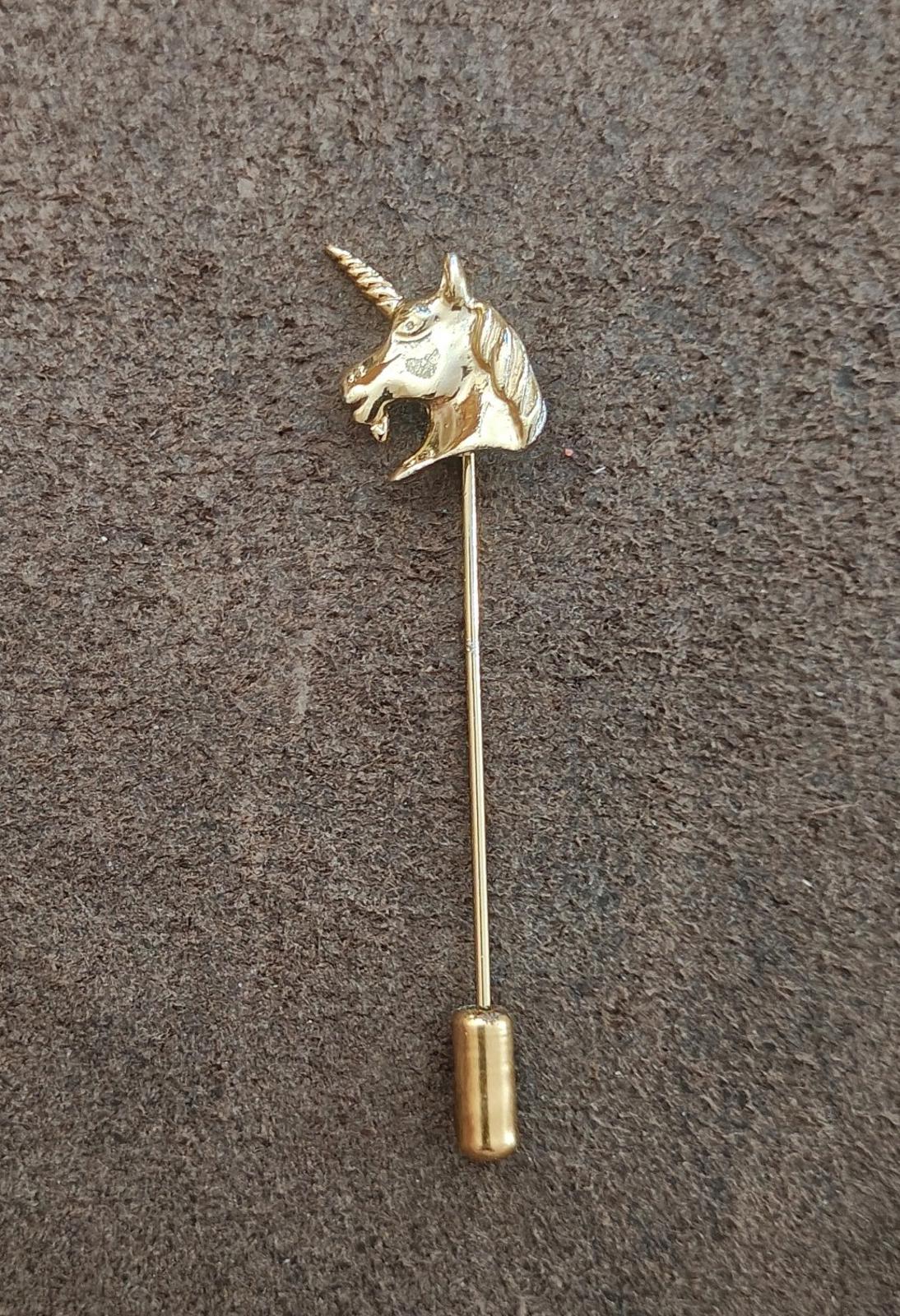 1980s Unicorn Head Gold Tone Stick Pin