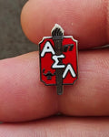 1970s/80s Alpha Sigma Lambda Honor Society (ΑΣΛ) Silver Tone Enamel Pin New