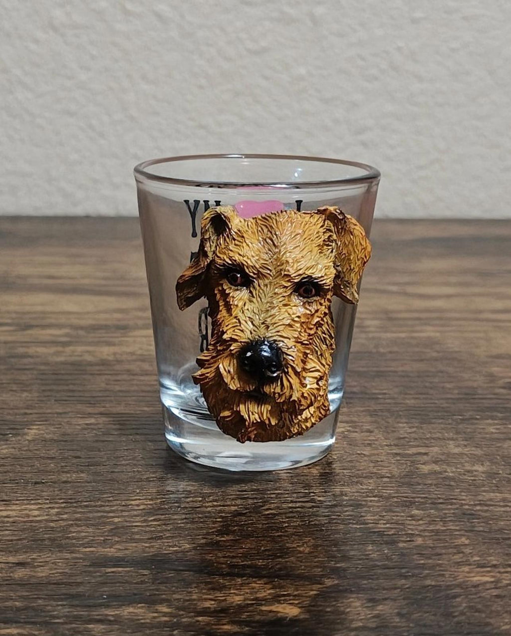 1990's 3D Embossed Airedale Terrier Shot Glass