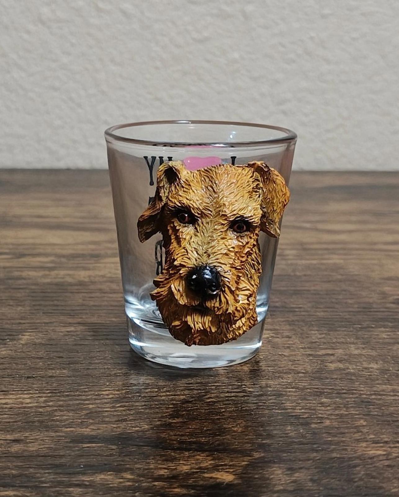 1990's 3D Embossed Airedale Terrier Shot Glass