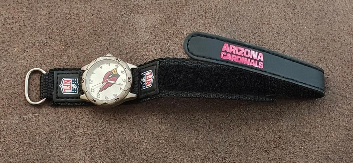 Arizona Cardinals Kids NFL Rookie Watch Black Nylon Strap Silver Dial