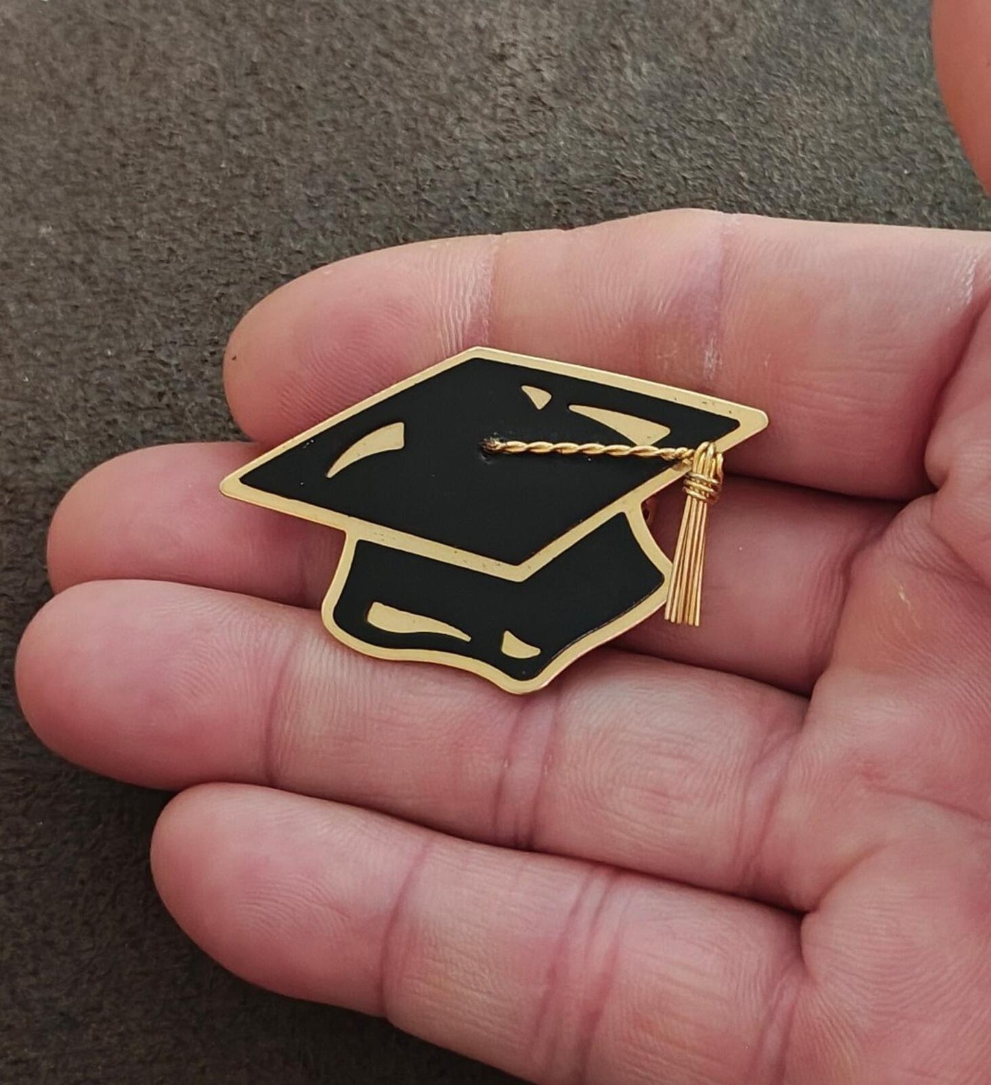 1980s/90s Gold Tone With  Black Enamel Hallmark Graduation Cap Brooch