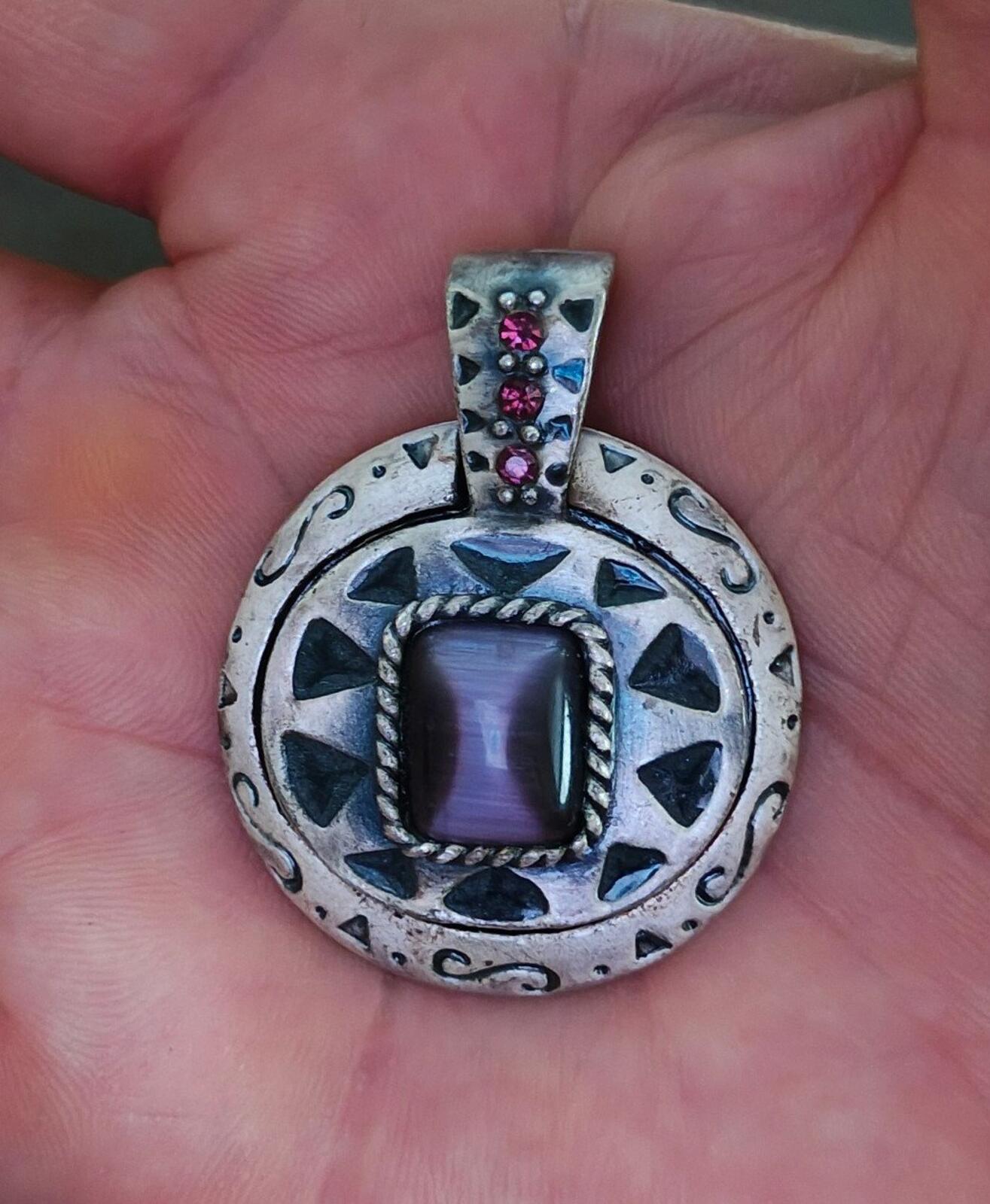 1980s Signed KC Southwest Design With Purple Stones Pendant