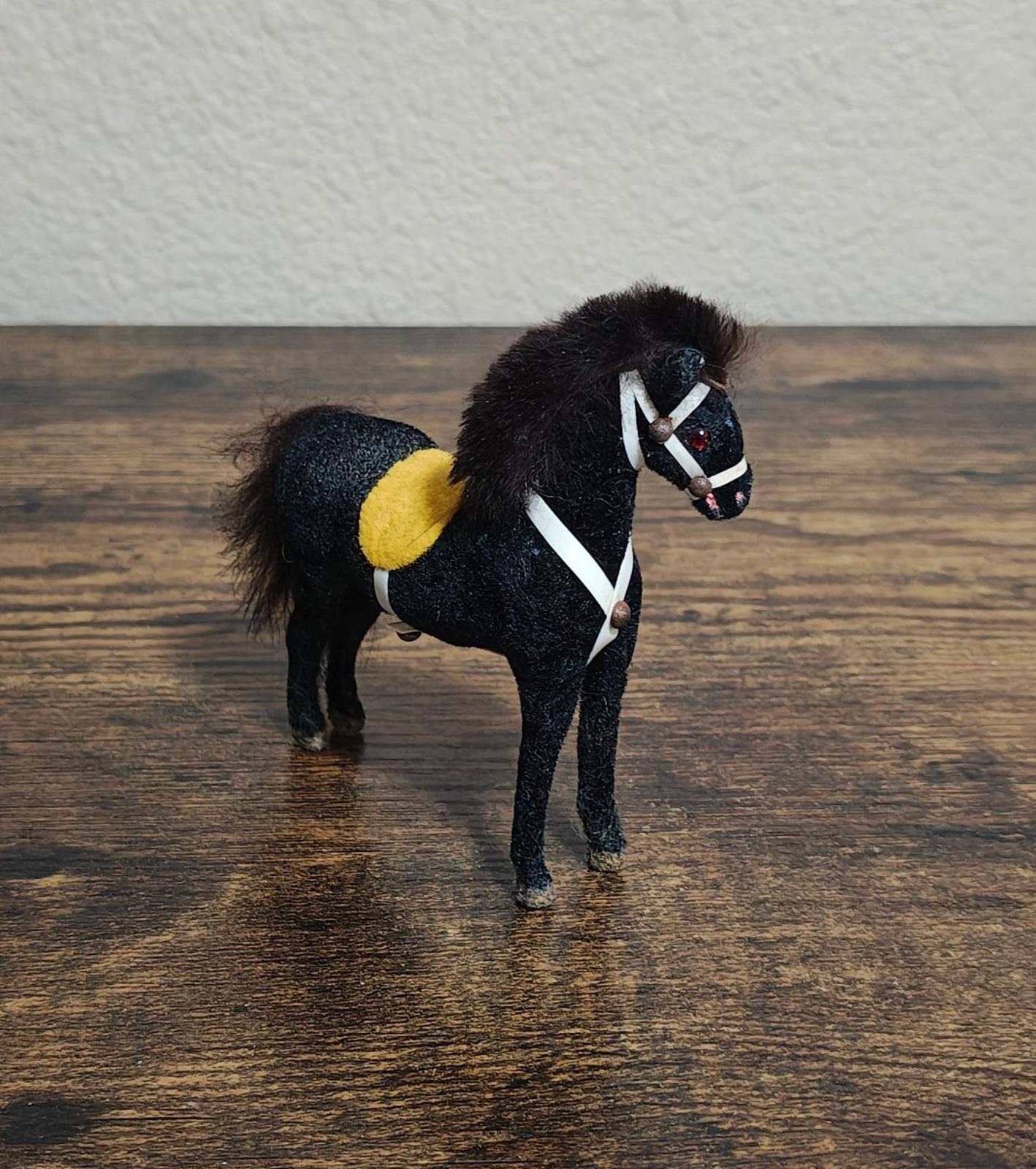 1950/60s Vintage Wagner Kunstlerschutz Flocked Handcrafted Toy Horse Figurine