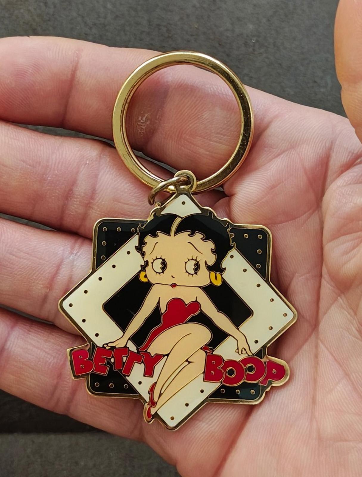 1990s Vintage Betty Boop Gold Tone Enamel Keychain