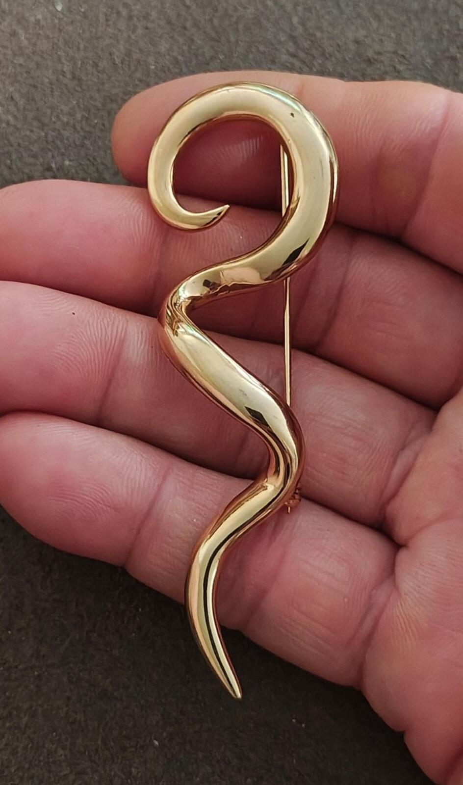 1980s Abstract Corkscrew Swirl Brooch