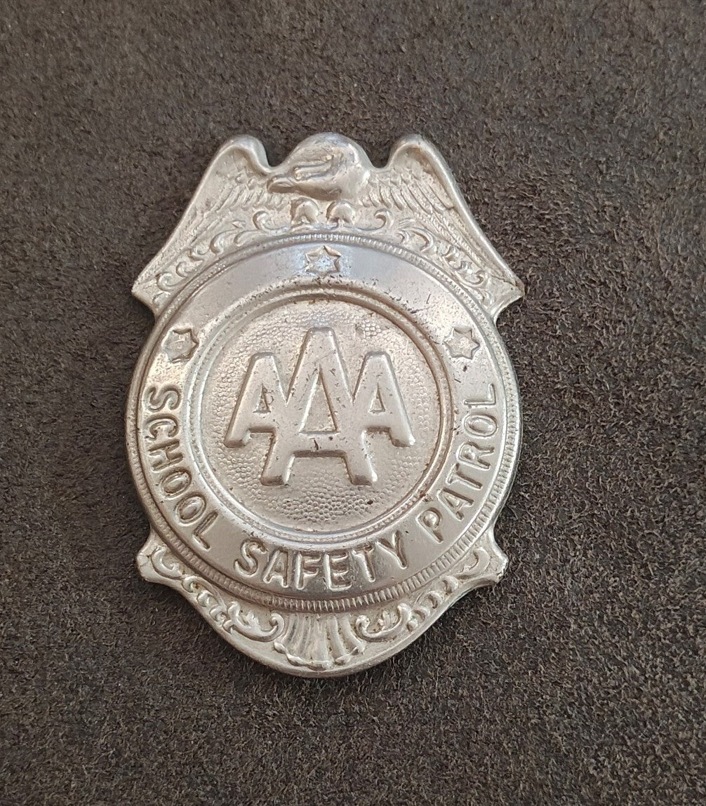 1950s/60s AAA School Safety Patrol Patrolman Shield Badge Pin.