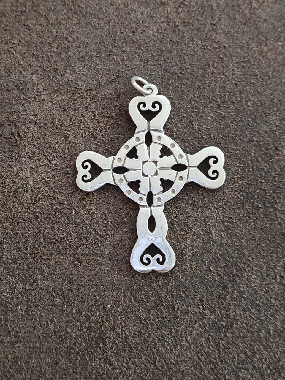 1980s/90s R.E. Piland Sterling Silver Celtic Cross Pendant Early Maker Mark REP